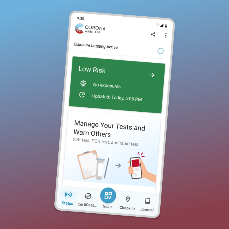 First screen of the Corona Warn App