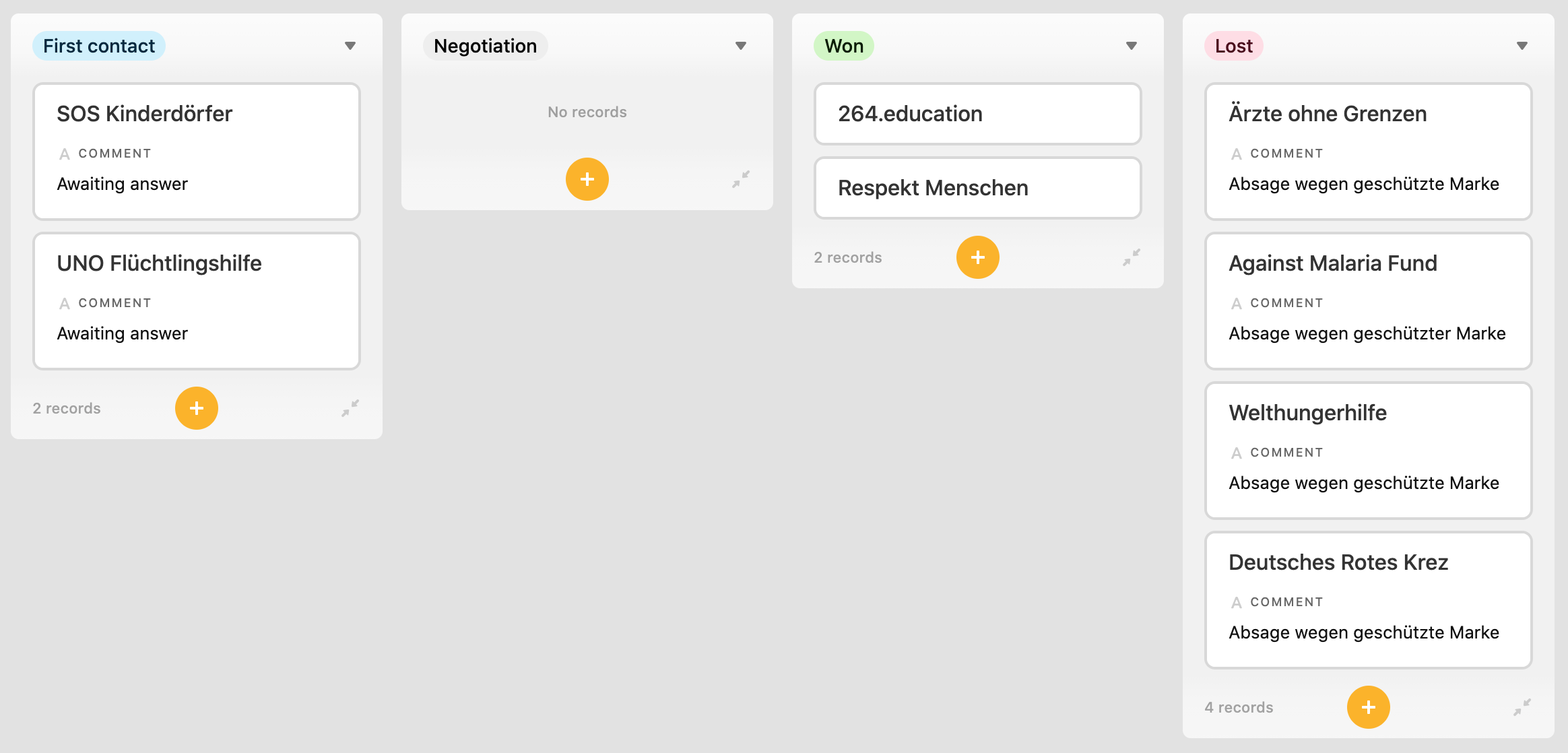 Airtable - Organisations CRM