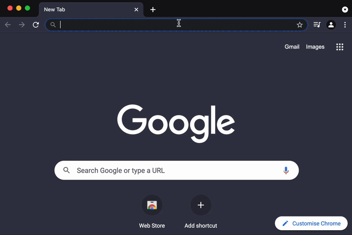 GIF: Use custom search engine in Google Chrome