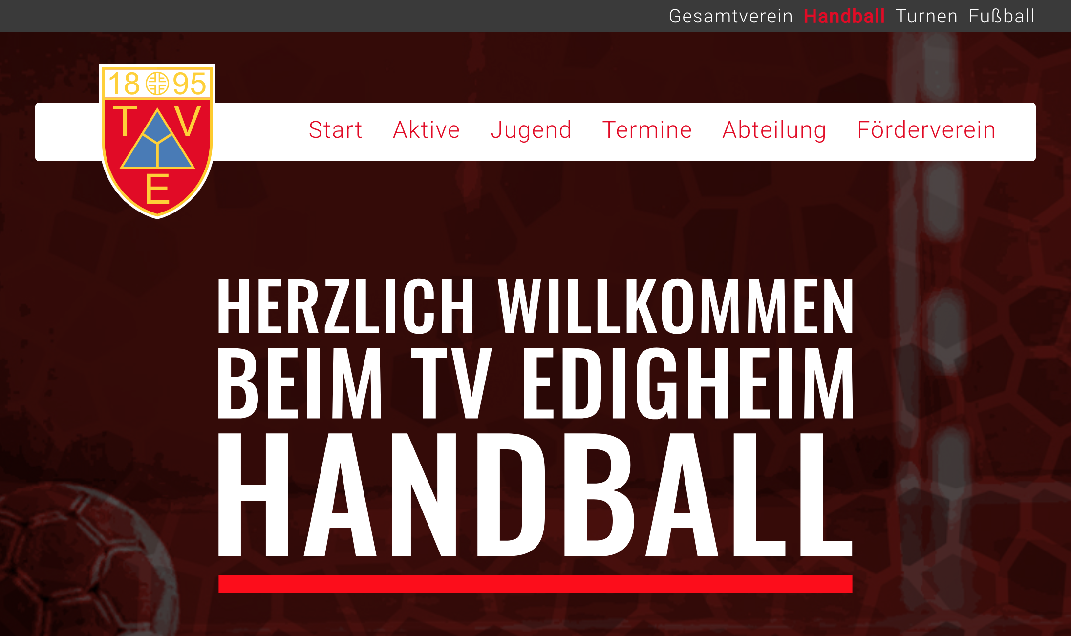 Screenshot of handball.tv-edigheim.de showing the start page